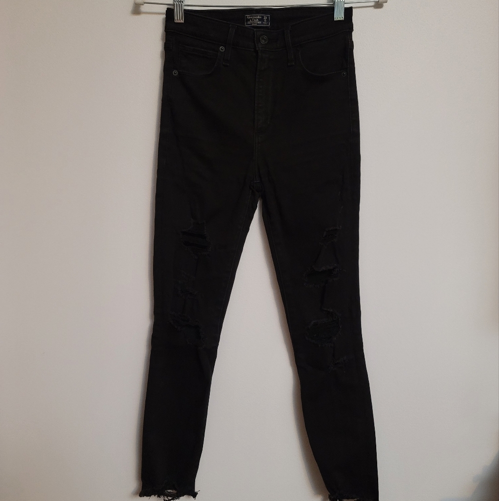 A&F Black Ripped Jeans